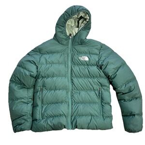 THE NORTH FACE Perrito Puffer Jacket Green Coat Reversible Girls 14/16 XL